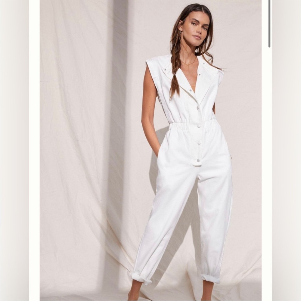 BlankNYC cap sleeved denim overalls/jumpsuit